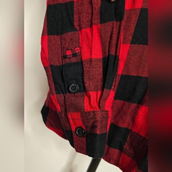Christopher and Banks Womens Button Front Red and Black Check Plaid Shirt Large - Picture 4 of 8